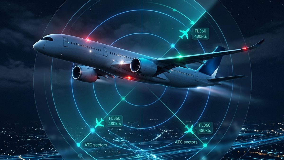 A pilot in the cockpit using ICAO standard radiotelephony phraseology
